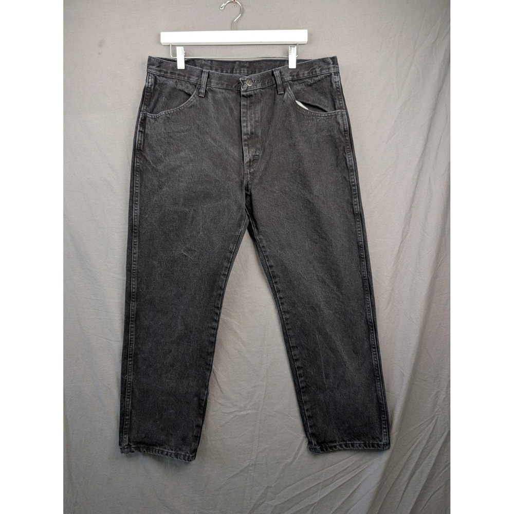 Rustler Mens Regular‎ Fit Straight Leg Black Denim Jeans 36x29